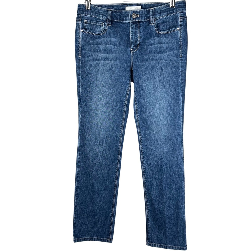 White House Black Market Blanc Slim Leg Jeans Medium Wash Blue 6S Petite 6 Short
